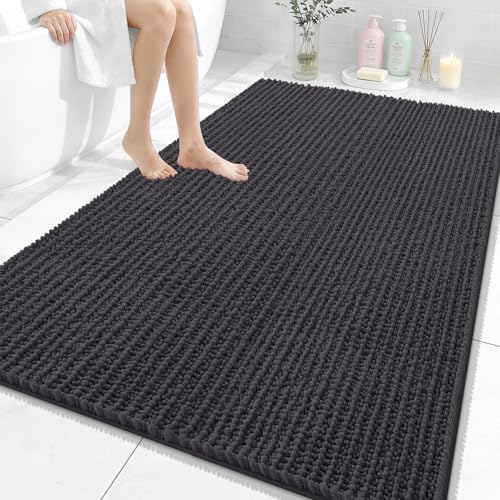 OLANLY Large Bathroom Rugs 59x35, Thick Soft Absorbent Chenille Bath Rugs