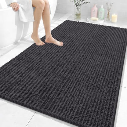 OLANLY Large Bathroom Rugs 59x35, Thick Soft Absorbent Chenille Bath Rugs