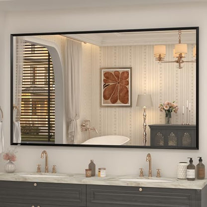 Black Framed Bathroom Mirror for Over Sink 66x40