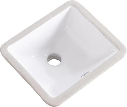 12 Inch Small Undermount Bathroom Sink Rectangle Undermount Sink White Ceramic Under Counter Bathroom Sinks with Overflow (12.0"x10.6")