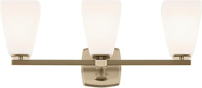 Kichler Marant 21.25" 3-Light Vanity Light with Opal Glass in Champagne Bronze, for Bathroom, Powder Room, Over a Mirror, (21.25" W x 9.5" H), 55216CPZ
