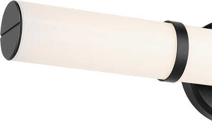 Kichler Rosh 24.25" LED Medium Bath Bar with White Glass in Black, Modern Minimalist, for Vanity, Fireplace, Buffet, Hallway, Vanity Mirror, (24.25" W x 5" H), 55188BKLED