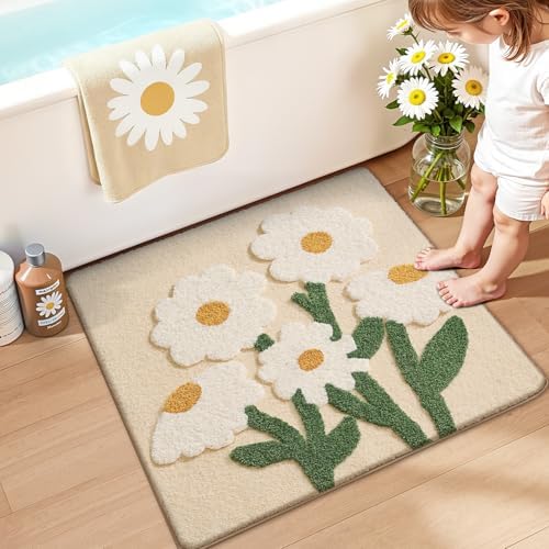 LUMI Square Bathroom Rug 32x32, Soft Absorbent Bath Mat, Non Slip