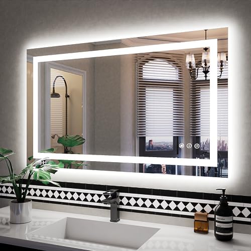 ISKM 40x24 LED Mirror for Bathroom, Front and Back Lit, Anti-Fog, Dimmable
