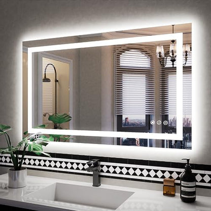 ISKM 40x24 LED Mirror for Bathroom, Front and Back Lit, Anti-Fog, Dimmable