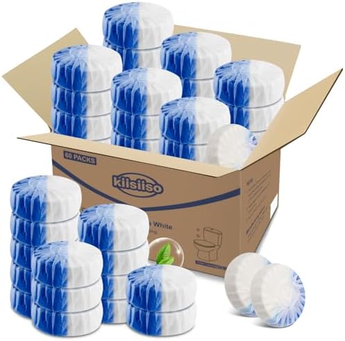 KIISIISO Ultra Clean Toilet Tablets White & Blue-60 PACK, Toilet Bowl Cleaners for Deodorizing & Descaling, Long-Lasting Toilet Bowl Cleaner with Sustained-Release Technology for Stubborn Stains