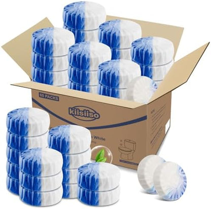 KIISIISO Ultra Clean Toilet Tablets White & Blue-60 PACK, Toilet Bowl Cleaners for Deodorizing & Descaling, Long-Lasting Toilet Bowl Cleaner with Sustained-Release Technology for Stubborn Stains