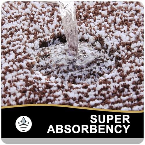 OLANLY Small Bathroom Rugs 24x16, Absorbent Microfiber Bath Rugs, Brown