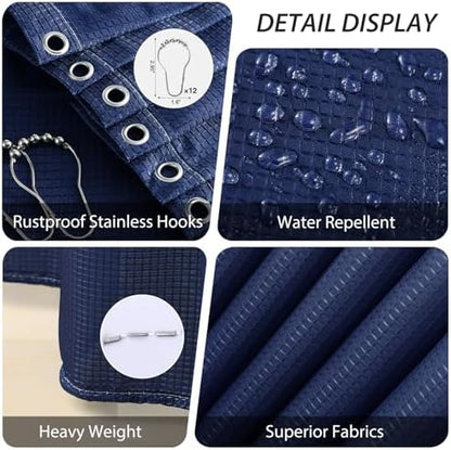 Bathroom Accessory Set - 25PC Bathroom Sets with Shower Curtain and Rugs, Navy Blue Bathroom Set, Bathroom Accessories Set, Shower Curtain Sets with Rugs, Bathroom Trash Can & Soap Dispenser