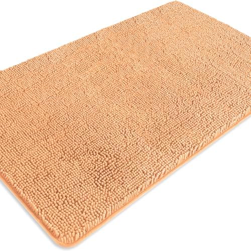 Bathroom Rugs 30 x 50 Inch – Extra Large Bath Mat | Absorbent and Washable Thick Chenille Bath Rugs Non-Slip Runner Rug for Bathroom, Shower, Tub(Peach)