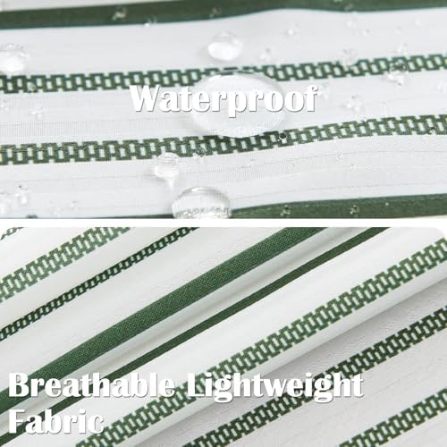 jinchan Green and White Shower Curtain for Bathroom Modern Farmhouse Striped Waterproof Fabric Shower Curtain Set with 12 Hooks Machine Washable 70x72 Inches
