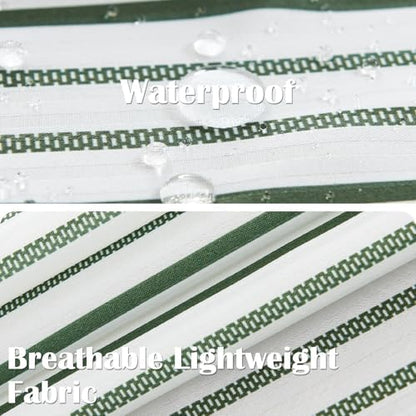 jinchan Green and White Shower Curtain for Bathroom Modern Farmhouse Striped Waterproof Fabric Shower Curtain Set with 12 Hooks Machine Washable 70x72 Inches