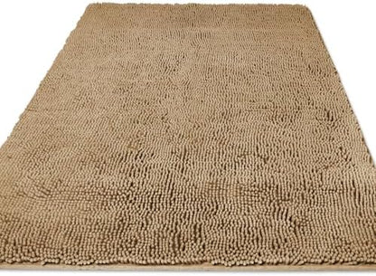 Yeaban Chenille Beige Bathroom Rug 36"x60",Non-Slip Rubber Backing