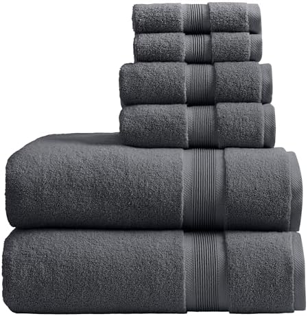 Springtree Home Luxury Bamboo Rayon Bath Towel Set | 6-Piece Set | Iron