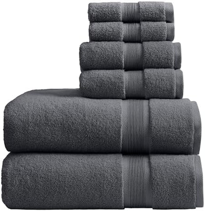 Springtree Home Luxury Bamboo Rayon Bath Towel Set | 6-Piece Set | Iron