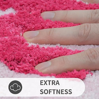 Pink Get Naked Bath Mat, Long Runner Mat for Bathroom, Cute Fun Simple Bath Rug, Water Absorbent Non-Slip Microfiber Mat, 18"x47"