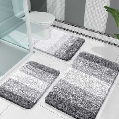 OLANLY Microfiber Bathroom Rugs Sets 3 Piece, 30"x20"+24"x16"+24"x20"