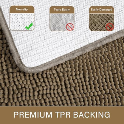 LOCHAS Luxury Bathroom Rug Shaggy Bath Mat 24 x 60 Inch, Tan