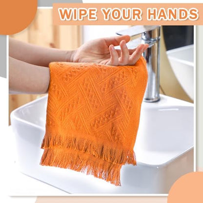 HunnmingRe 4 Pack Boho Hand Towel for Kitchen, Orange