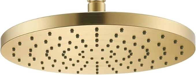 Rainhead Waterfall Shower Head 10-Inch Large Bathroom Overhead Fixed Showerhead High Pressure 2.5 GPM with Adjustable Angle, Gold SH001GD-D10