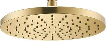 Rainhead Waterfall Shower Head 10-Inch Large Bathroom Overhead Fixed Showerhead High Pressure 2.5 GPM with Adjustable Angle, Gold SH001GD-D10
