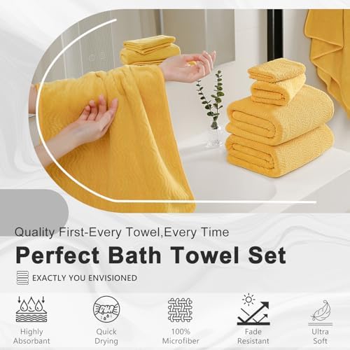4 Piece Extra Large Bath Towel 35"x70" Oversized Bath Sheet Bath Towel Set for Bathroom Ultra Soft Cozy Highly Absorbent Quick Dry Bathroom Towel for Spa Gym Hotel,Shower Towel for Daily Use,Yellow