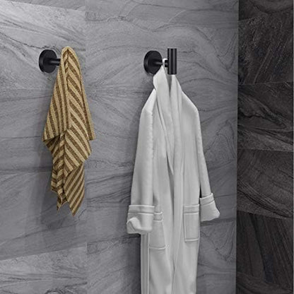 Towel Hooks Bathroom Coat Robe Wall Hook Heavy Duty Door Hanger Towel Robe Clothes Cabinet Closet Sponges Rack for Bathroom Bedroom Kitchen Hotel Pool 4 Packs Black(Drilling Installation)