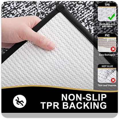 OLANLY Bathroom Runner Rugs 59x20, Extra Long Bath Mats for Bathroom, Black