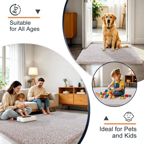 OLANLY Microfiber Bathroom Rugs 34x21, Quick Dry Bath Mat, Mocha and White