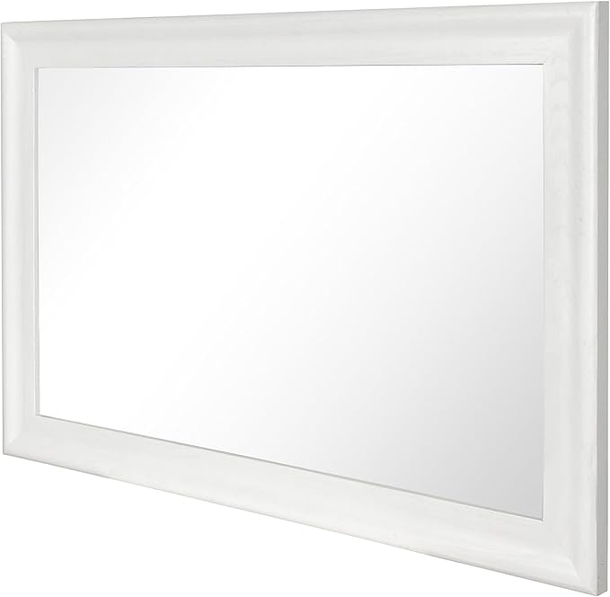 White Bathroom Mirror 24x36 Inch, Wooden Framed Rectangle Mirrors for Wall with Tempered Glassr for Bedroom Living Room or Entryway, Vertical or Horizontal Hanging