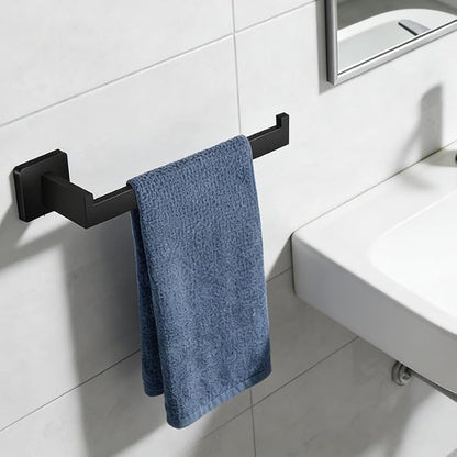 20-Pieces Bathroom Hardware Set Matte Black Bathroom Accessories Set SUS304 Towel Bar Set Includes 4 Towel Bar 16 Inch+4 Towel Holder+4 Toilet Paper Holder+8 Towel Hooks (20, Matte Black)