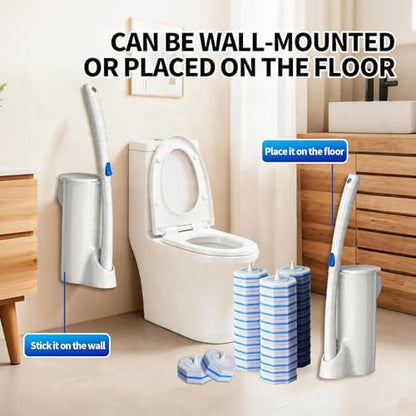 Disposable Toilet Brush,Toilet Bowl Cleaner,Wall Mounted Toilet Bowl Brush with 36 Refills for Deep Toilet Cleaning,Toilet Brush and Holder Set for Hygienic Bathroom Maintenance(White)