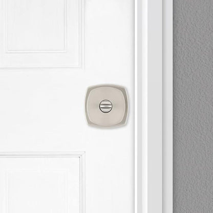 Kwikset Arroyo Knob Interior Privacy Door Knob with Lock, Door Handle For Bathroom and Bedroom, Satin Nickel Keyless Turn Lock Doorknob, with Microban Protection