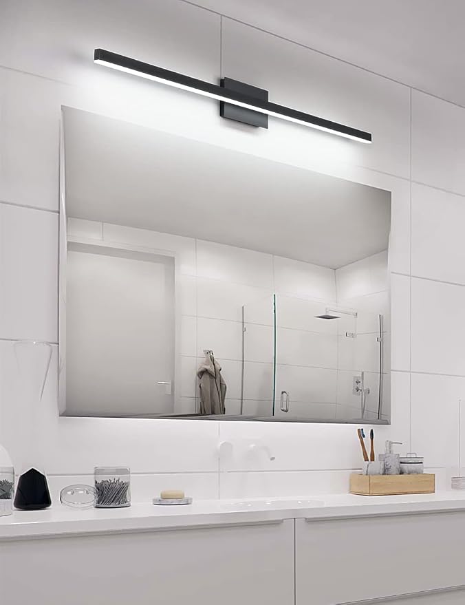 Joossnwell LED Vanity Light Black 47.2inch Modern Bathroom Lighting Fixtures Over Mirror Aluminum Wall Lights 30W 6000K