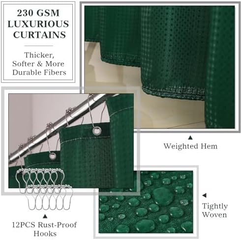 Bathroom Accessories Set 25 PCS, Dark Green Shower Curtains Set