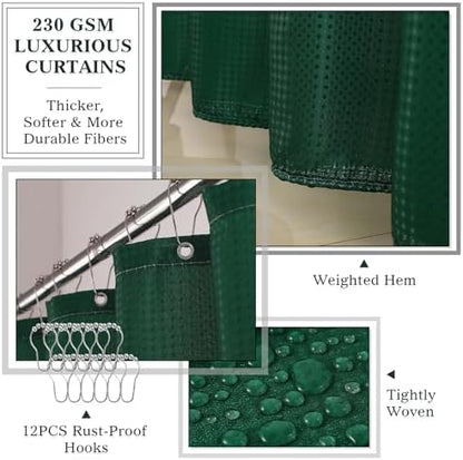 Bathroom Accessories Set 25 PCS, Dark Green Shower Curtains Set