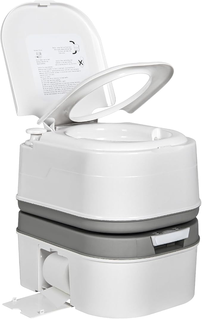 YITAHOME Portable Toilet 6.34 Gallon Camping Porta Potty with Paper | Leak-Proof Outdoor RV Porta Potty with Level Indicator, Rotating Spout, for Boating, Hiking, Trips, White