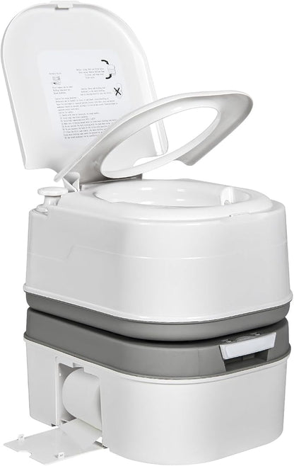 YITAHOME Portable Toilet 6.34 Gallon Camping Porta Potty with Paper | Leak-Proof Outdoor RV Porta Potty with Level Indicator, Rotating Spout, for Boating, Hiking, Trips, White