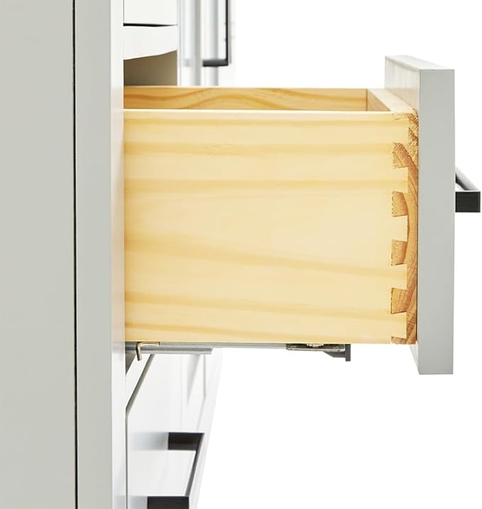 ARIEL Hepburn 54-inch Bathroom Vanity Base Cabinet,Solid Wood, 2 Soft Closing Doors, 9 Dovetail Drawers, Grey