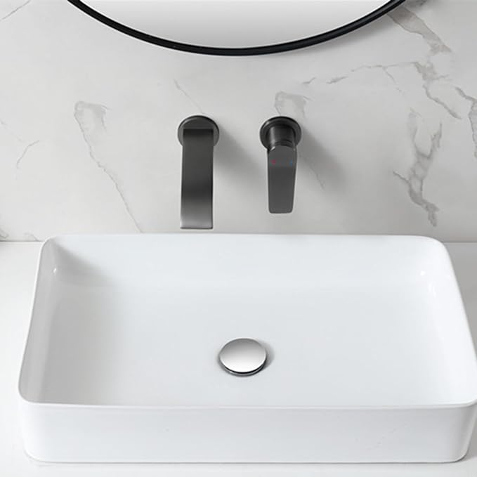 BiaoTeng Concealed Wall Mounted Bathroom Faucet Single Handle Hot and Cold Brass Wall Mount Waterfall Bathroom Faucets Grey