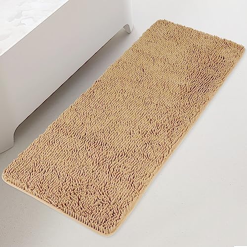 Yeaban Chenille Beige Bathroom Runner Rug 24"x60"