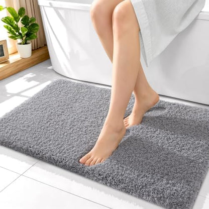OLANLY Microfiber Bathroom Rugs 36x24, Soft Highly Absorbent Bath Mat, Grey