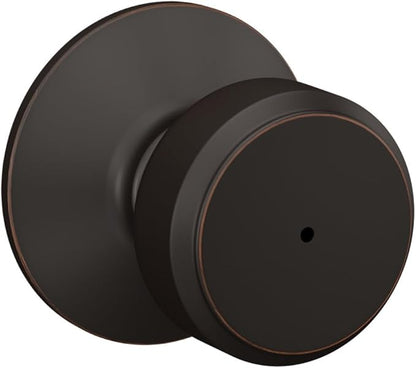 Schlage F40 BWE 716 Bowery Door Knob, Bed & Bath Privacy Lock, Aged Bronze
