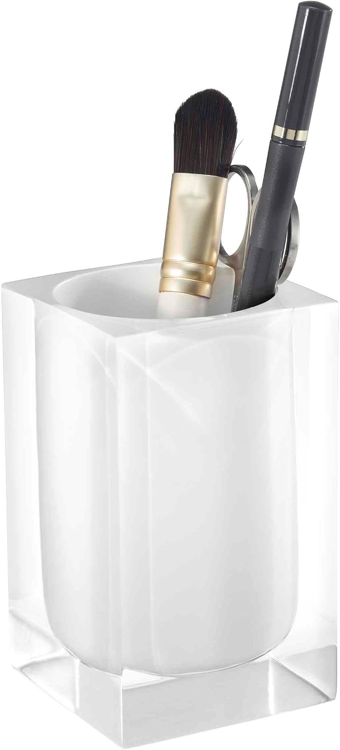 Izod - Bathroom Set, 4pc Resin Countertop Accessories, Modern Home Decor, Dorm Room Essentials (Marina Collection, White)
