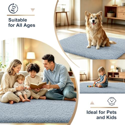 OLANLY Microfiber Bathroom Runner Rugs 47x17, Soft Bath Mat, Airy Blue