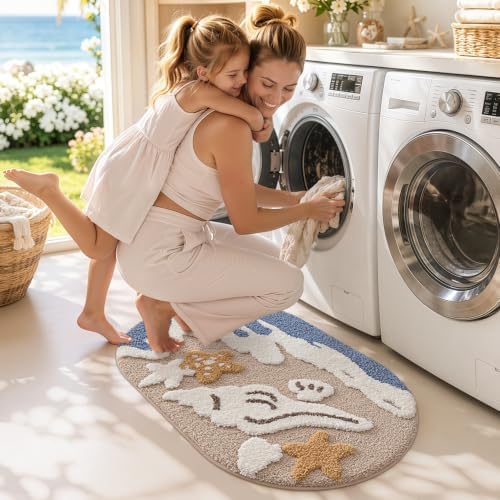 LUMI Beach Bathroom Rug Soft Microfiber Absorbent Bath Mat 22x34
