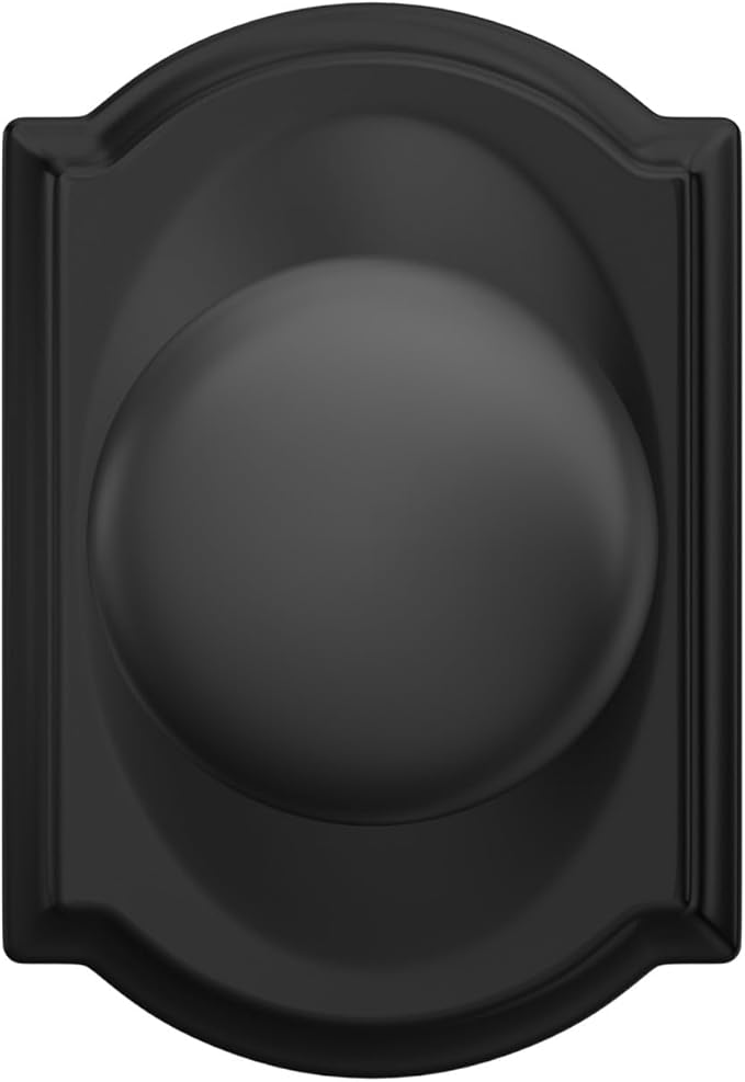 SCHLAGE Plymouth Knob with Camelot Trim Non-Turning Lock, Matte Black (F170 PLY 622 CAM)