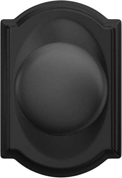 SCHLAGE Plymouth Knob with Camelot Trim Non-Turning Lock, Matte Black (F170 PLY 622 CAM)