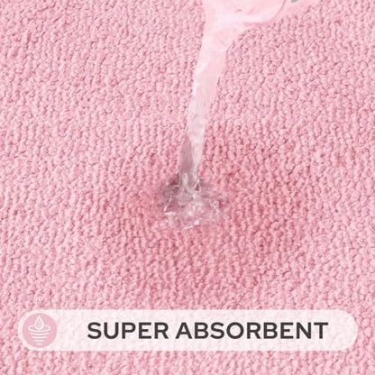 HOMEIDEAS Bathroom Rugs Sets 2 Piece, Soft Extra Long Bath Mat Light Pink