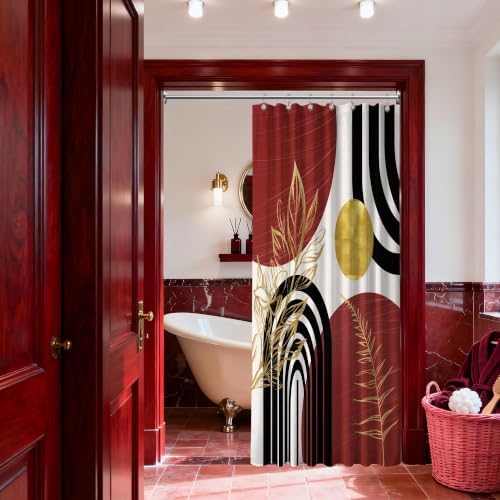 Black and Red Stall Shower Curtain, 36X72 in Narrow Small, Mid Century